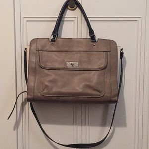 Tan/White Handbag with adjustable strap